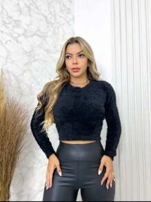 Women Knit Tops - 黑色 - 查看 2