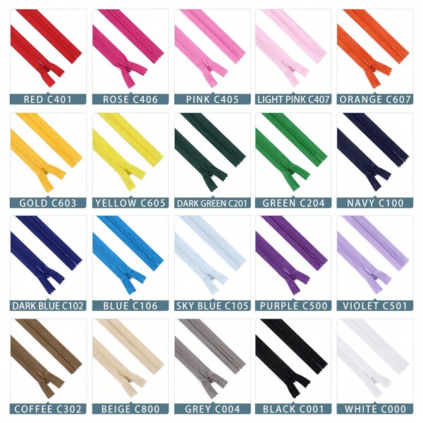 6pcs/Lot 3# Invisible Zipper 25cm/40cm/60cm Pillow Dress With Back Zipper Pants Side Chain Lace Edge Nylon Zipper Closure Accessories DIY