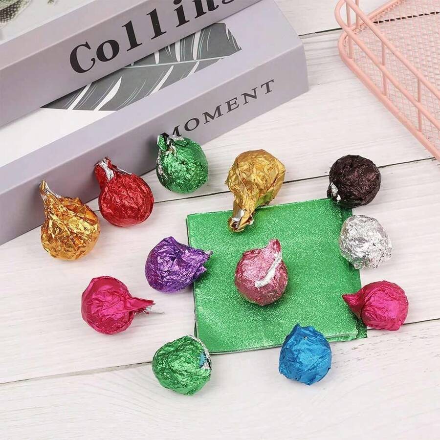 100 Pcs Golden Color Aluminum Foil Candy Chocolate Biscuits Tin