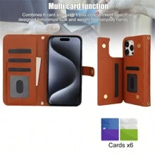 Ví đeo chéo có ngăn đựng thẻ chặn RFID, Chân đế, Vỏ điện thoại bảo vệ có khóa từ Tương thích với IPhone 15 14 13 12 11 Pro Max Bao da dành cho nữ Quà tặng Tương thích với iPhone 15 14 Plus XS Max XR X 7 8 SE2 SE3 - màu nâu - Xem 4