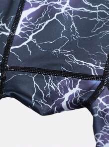 KOVSEE 男友风格男士闪电与字母印花编织带篮球透气速干高弹力运动紧身裤 - 紫色 - 查看 4