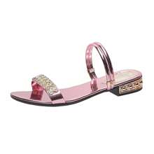 Ladies' Low Heel Two Ways Wearing Peep Toe Sandals With Purple Rhinestone Decorated Buckle Strap Valentines - Mauve Purple - View 4