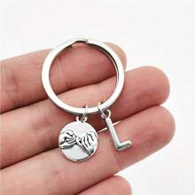 1pc A-Z Letter Keychain, Friendship Pact Silver Alloy Keyring Accessory, Gift For Women/Girls, Car Accessories, School Cute Gothic Y2K Style - Silver - View 7