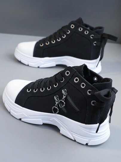 Zapatos casuales para mujer de talla 35-45, todo el año, con suela gruesa que aumenta la altura, diseño transpirable y cómodo, cierre de cordones, estilo de moda, versátil y ligero, adecuado para deportes y uso diario