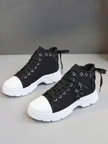 Zapatos casuales para mujer de talla 35-45, todo el año, con suela gruesa que aumenta la altura, diseño transpirable y cómodo, cierre de cordones, estilo de moda, versátil y ligero, adecuado para deportes y uso diario