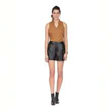 JADE Ruffles Neck Shell Tank Top In Cognac - cognac - View 3