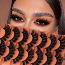 7 Pairs Fluffy False Eyelashes 20mm Full Wispy Lashes 8D Volume Curly Fake Eyelashes Multipack - Black - View 2