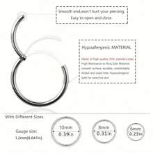 10/12/20/21 Pcs Hypoallergenic 316L Surgical Stainless Steel Nose Rings Hoops - Silvery Nose Piercings - L Shape And Corkscrew Nose Rings