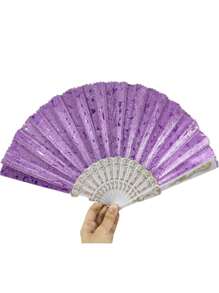 Hand Fans Portable For Summer Daily Use Boho - Purple - View 2