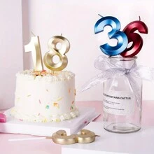 1pc Birthday Candle Numbers, Opera Style 0-9 Numbers Birthday Cake Topper, Suitable For Birthday Parties And Wedding Anniversaries - Silver - View 2