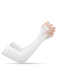 2 Pairs Of Let "SiLim Summer Cooling Arm Sleeves For Sun Protection In Outdoor Activities Sleeves Cover Arms White Gloves Arm Warmers Autumn Outfits Halloween Costumes Black Arm Sleeve Gifts For Men - Print - View 2