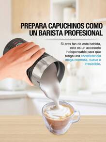 CASA LITUS Professional Stainless Steel Electric Milk Frother (190 Ml), Heats And Foams In Seconds, Blender For Cappuccino, Latte, Matcha And Chocolate, Hot And Cold Milk, Mod. Beirut - Black - View 5