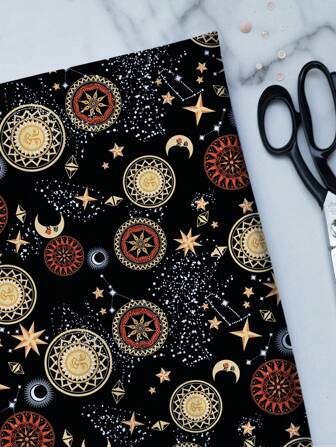 110g Polyester Blend Fabric, Lightweight & Soft Handmade Fabric, Suitable For DIY Tablecloth, Wall Hanging, Clothing, Bags, Dust Cover, Pillows - Stars & Moon Series