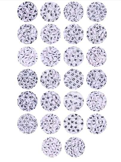 100 Stück Runde Acrylperlen Mit Alphabet, Zahlen Und Herzform Zum Selbermachen Von Schmuck, Halskette Und Armband (7x4mm)