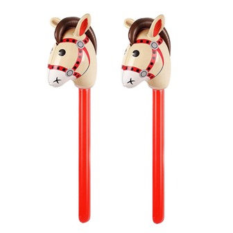 EsenTroye 2pcs 37-Inch Pvc Inflatable Stick Horse With Horse Head Balloon, For Western Cowboy Theme Party, Farm Animal Themed Birthday Party Decoration And Gifts, For Both Boys And Girls,Christmas