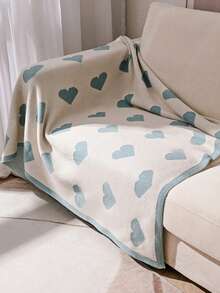 Mới Bắc Âu & Phong cách Nhật  Mềm mại Chăn Thích hợp Đối với Sofa , Giường , Văn phòng Ngủ trưa , Phòng Trang trí Hình vẽ trái tâm Chăn - Màu xanh Bạc hà - Xem 4