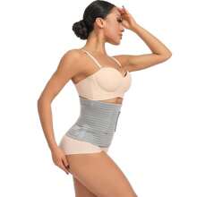 1入組產後收腹帶腰部訓練器，蘆薈炭纖維材質，可調節腹部束帶 - 灰色 - 查看 6