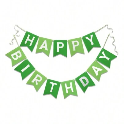 Green Happy Birthday Banner Greenery Theme Birthday Party Bunting Supplies Signs For Birthday Garland Nursery Hanging Decoration,Christmas