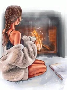 Cô gái Giữ Cà phê DIY Tranh kim cương , Nhà  Đồ trang trí , Thủ công Vật rủ xuống , Giường đôi Máy khoan Tròn Kim cương Thêu , Creative Khâu chéo , Thiết kế Hoạt hình , Qủa tặng Làm - Nhiều màu - Xem 1