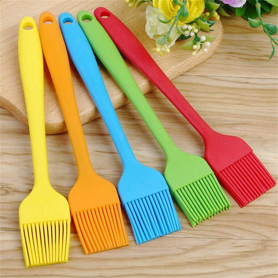 1pc All-In-One Silicone Oil Brush Kitchen Pancake Brush High Temperature Baking Tool Barbecue Brush Silicone Sweep Baking Tool Seasoning Brush Air Fryer Brush Camping - Multicolor - View 1