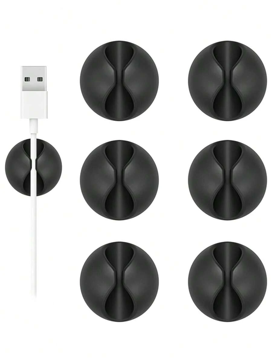 6入組usb電線管理夾子,適用於辦公桌面、床頭櫃、汽車充電器等場所 - 彩色 - 查看 1