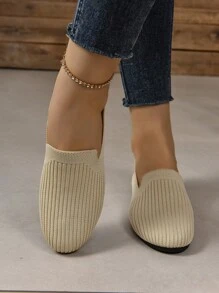 Women Comfortable And Breathable Casual Sports Shoes With Flat Soles - Beige - View 3