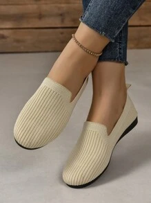 Women Comfortable And Breathable Casual Sports Shoes With Flat Soles - Beige - View 2