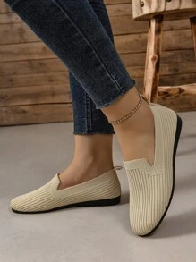 Women Comfortable And Breathable Casual Sports Shoes With Flat Soles - Beige - View 4