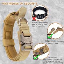 1件大型犬用頸圈及牽引繩,德國牧羊犬戶外訓練專用尼龍頸圈,附設厚拉力牽引,寵物頸環 - 棕色 - 查看 5