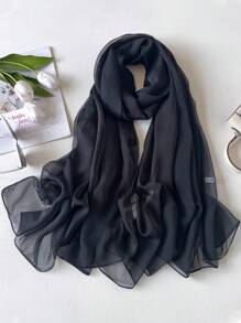 1入組貂絨絲素色女士圍巾，簡約時尚沙灘防曬裝飾披肩或長圍巾頭巾，適合裝扮您的造型 - 彩色 - 查看 2