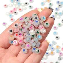 100 cái/gói Acrylic Đèn ngủ Love Chữ cái Hạt , 7mm Hạt Đối với DIY Vòng tay , Dây chuyền , Điện thoại Chuỗi - hạt tình yêu - Xem 5