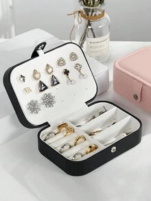 1入珠寶收納盒,珠寶整理盒,pu皮革禮品盒,適用於戒指,耳環,項鍊,手鍊,指甲油,化妝品,家居和旅行 - 彩色 - 查看 6