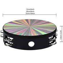 1pc 6/8/10inch Handheld Tambourine, Double Row Jingles Orff Percussion Instrument, For Ktv, Parties Atmosphere Holiday Gifts,Single Row Jingles Tambourine,Musical Instrument