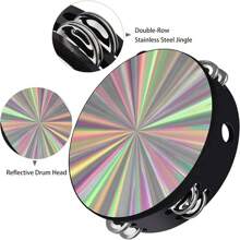 1pc 6/8/10inch Handheld Tambourine, Double Row Jingles Orff Percussion Instrument, For Ktv, Parties Atmosphere Holiday Gifts,Single Row Jingles Tambourine,Musical Instrument