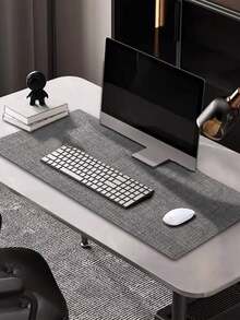 1 pieza Alfombrilla de ratón impermeable de unicolor, grande, para escritorio de oficina, laptop, mesa de escritura, tapete de escritorio - Gris - Ver 1