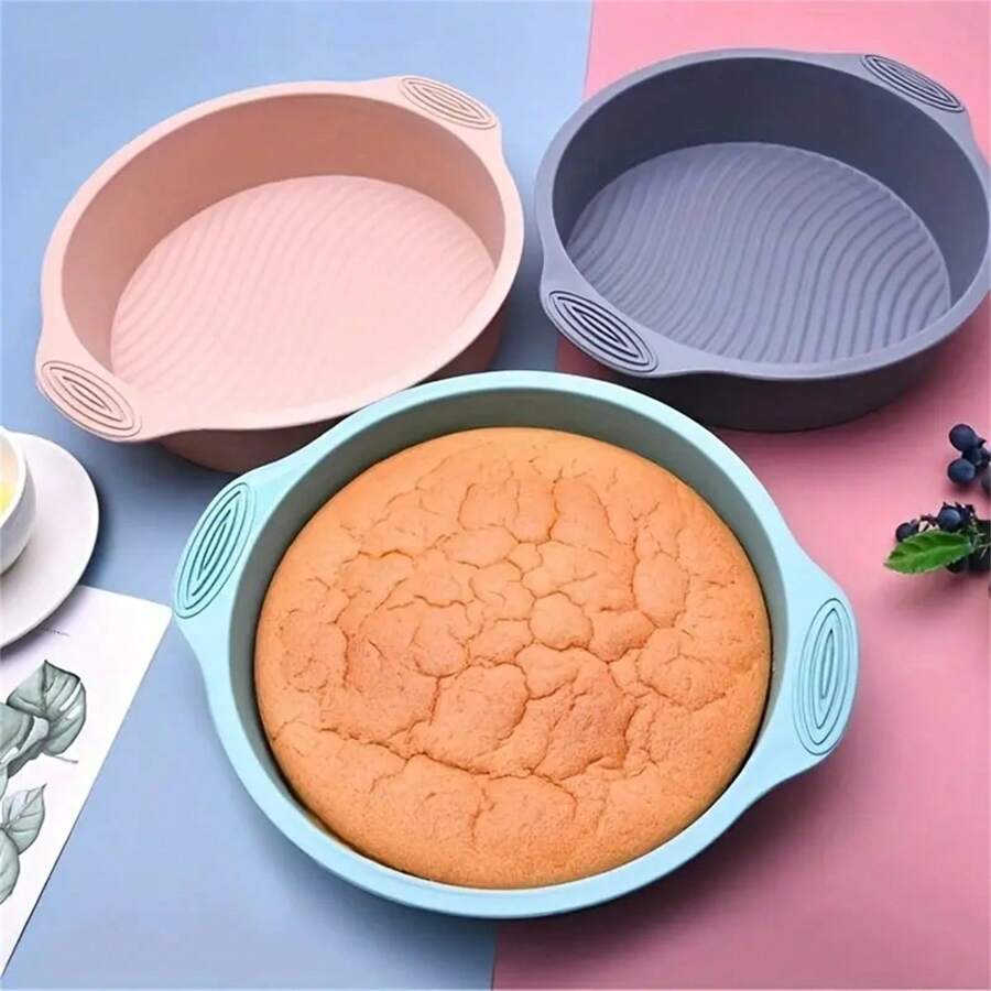 1pc Round Silicone Cake Mold, High-Temperature Resistant Non-Stick Baking Pan For Home Kitchen