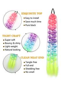 26" Ombre Festival Elastic Band Lantern Bubble Braid Synthetic Hair Ponytail Extension For Daily Christmas New Year Carnival Music Festival Use - Multicolor - View 5