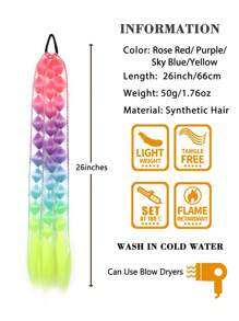 26" Ombre Festival Elastic Band Lantern Bubble Braid Synthetic Hair Ponytail Extension For Daily Christmas New Year Carnival Music Festival Use - Multicolor - View 4