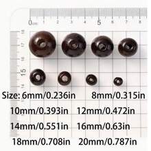 10-300入組6/8/10/12/14/16/18/20mm木製散珠,天然原木珠子,適用於製作古典特色手鐲、項鍊、耳環、鑰匙扣等diy首飾 - 咖啡棕 - 查看 3