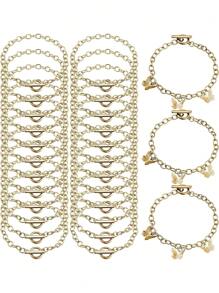 10入組不銹鋼ot型扣環鏈製手鍊,diy首飾製作,女式首飾材料,黃金、銀色和玫瑰金