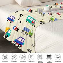 1只卡通玩具車紋絨毛毯,現代款式的長方形聚酯短纖毯子,適用於各種場合 - 彩色 - 查看 6