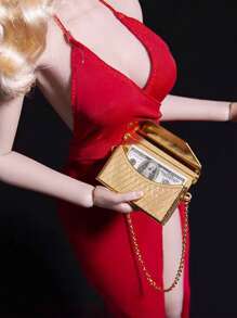 1pc Openable Dollhouse Miniature Metal Handbag : 1/6 1/12 Miniature Realistic Shoulder Bag Home Decoration Model Bjd Doll Dressing Accessory