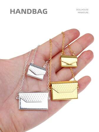 1 יחידה בית בובות מיניאטורי תיק מתכת: 1/6 1/12 תיק כתף מציאותי מיניאטורי לקישוט הבית דגם Bjd אבזר הלבשת בובות