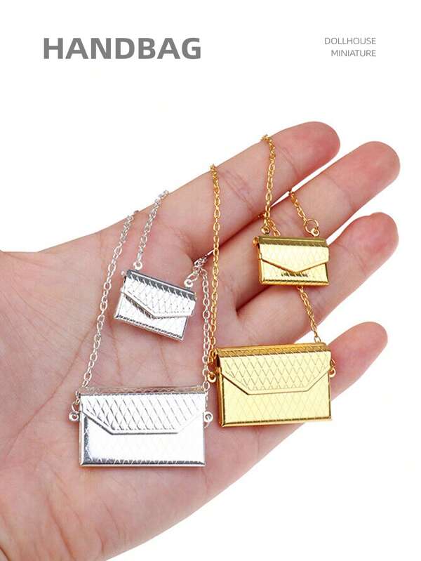 1pc Openable Dollhouse Miniature Metal Handbag : 1/6 1/12 Miniature Realistic Shoulder Bag Home Decoration Model Bjd Doll Dressing Accessory