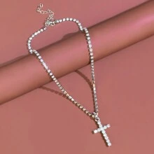 1入量身定制全鑲鑽頭骷髏頭吊墜項鍊,適合假期和日常佩戴,適用於女士 - 銀色 - 查看 12