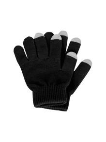 Men Full Finger Gloves - 黑與白 - 查看 2