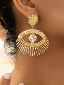 1對時尚優雅的眼型中空鑲鉆吊墜耳環,女士適合正式場合穿著,作為妻子的禮物