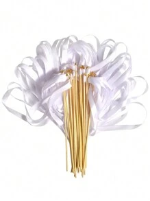 10/20pcs Ribbon Wands With Triple Ribbon And Gold Bell Party Wand Party Favors Streamers Ribbon Sticks Magic Fairy Wands For Wedding Decors Best Gifts, Wedding Decor, Home Decor, Room Decor Bride Birthday Graduation Birthday Decorations Party Decorations Bachelorette