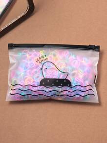 1000个/包 高弹力女士发圈，彩色一次性发圈马尾辫发绳，橡皮筋，健身运动服，发绳发饰头饰弹力带 - 彩色 - 查看 2