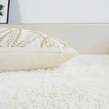 1pc Glitter Beaded Delicate Embroidered Cushion Cover, Modern Style Home Decorative, Pillow Inner Not Included - Multicolor - View 10